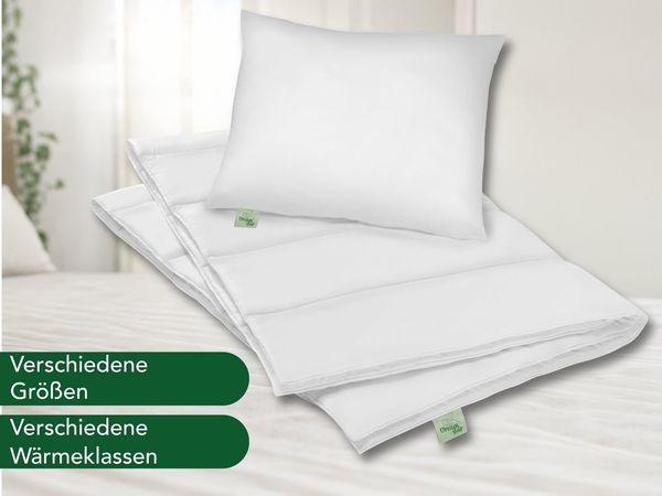 Dreamstar Microfaserbettdecke + Kopfkissen Eco, Bettdecke 135x200 oder 155x220 cm mit Kissen 40x80 oder 80x80 cm, Füllung: Faserfüllung, Bezug: Microfaser, Bettwaren-Set, Ganzjahresbettdecke & Kissen, weich & atmungsaktiv
