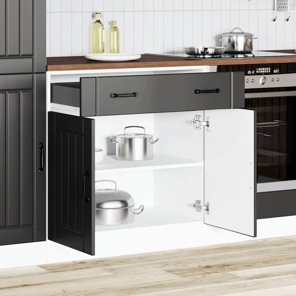 vidaXL Küchen-Unterschrank Lucca Schwarz Holzwerkstoff 853738