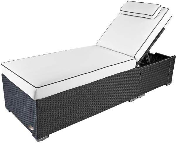 Sonnenliege Verona High mit Rollen und Auflage Creme-Weiss, Farbe Grau Silber