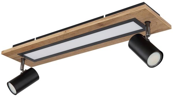 LED Deckenlampe, Holzoptik, Strahler schwenkbar L 60 cm