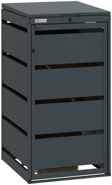 MBOX24 Classic Mülltonnenbox für 1 Mülltonne (120L) aus verzinktem Stahl, 1er Metall Mülltonnenverkleidung in Anthrazit, robust & wetterfest