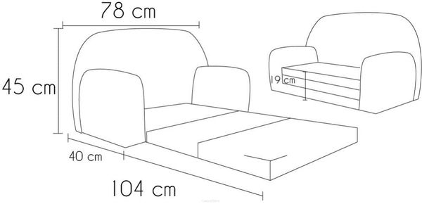 FORTISLINE Kindersitzgruppe Kindersofa "MINI" Kindercouch zum Aufklappen W386