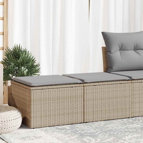 vidaXL 2-tlg. Garten-Sofagarnitur mit Kissen Beige Poly Rattan Akazie 3328662