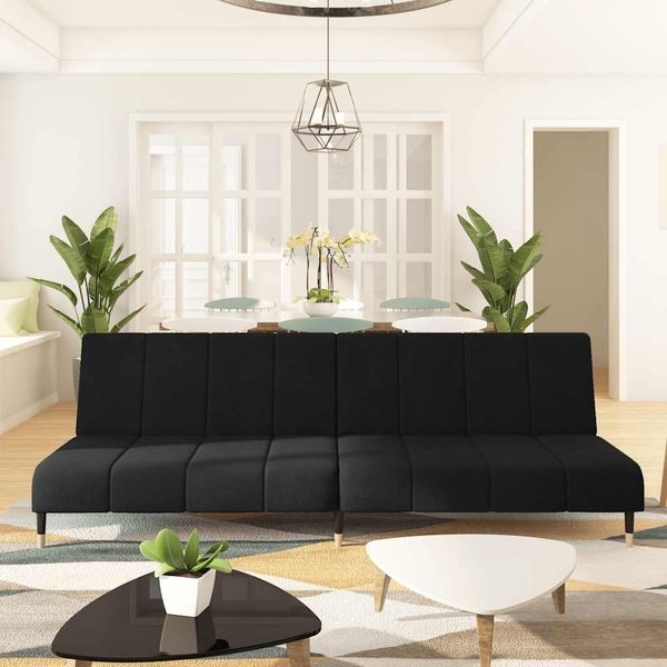 vidaXL Schlafsofa 2-Sitzer Schwarz Samt 375880