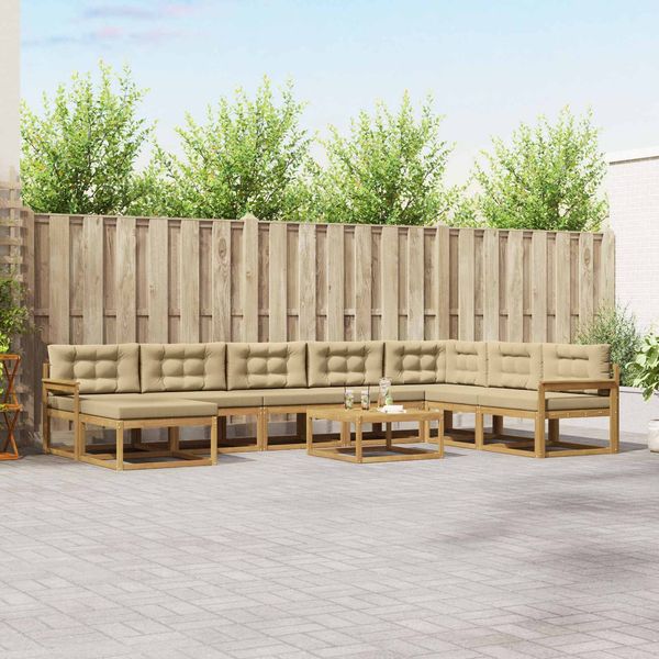 vidaXL Outdoor-Sofagarnitur 9 pcs Weiß und Beige 3386892