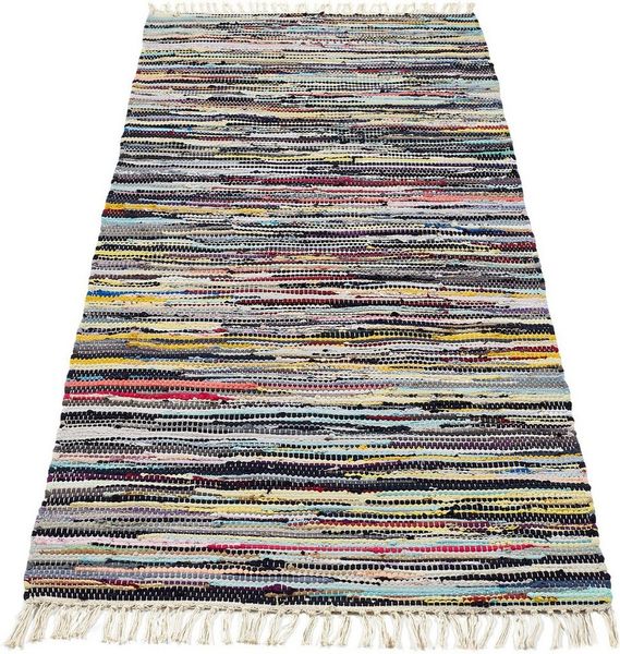 Andiamo Teppich Multi, rechteckig, Höhe: 10 mm, Flachgewebe, Fleckerl, reine Baumwolle, handgewebt, mit Fransen