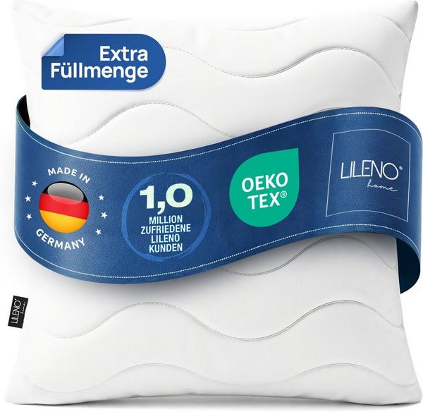 LILENO HOME Kopfkissen - gestepptes Kissen in verschiedenen Größen - Made in Germany, Füllung: 100% Polyester, Rückenschläfer, Seitenschläfer, Bauchschläfer, Spar-Set, 1er Set, Kopfkissen 80x80 cm HART mit 1.200g Füllung, allergikergeeignet