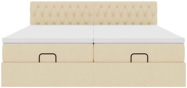 vidaXL Ottoman-Bett mit Matratzen & LEDs Creme 200x200 cm Stoff 3312876 Bild 8
