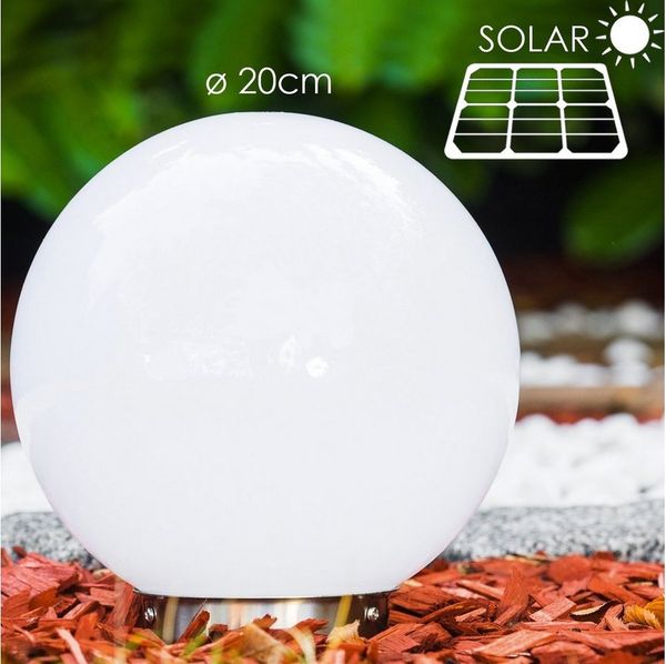 hofstein Kugelleuchte Solar Kugelleuchte 20cm Terrasse Wege Sonne Licht Veranda Garten Lampe