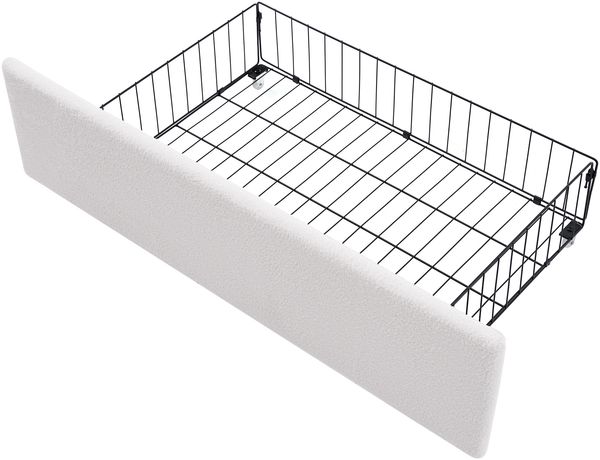 Merax Polsterbett mit USB Typ C Ladefunktion LED-Beleuchtung und 2 Schubladen, Doppelbett 160x200cm, Höhenverstellbarem Kopfteil, Sherp-Weiß Bild 9