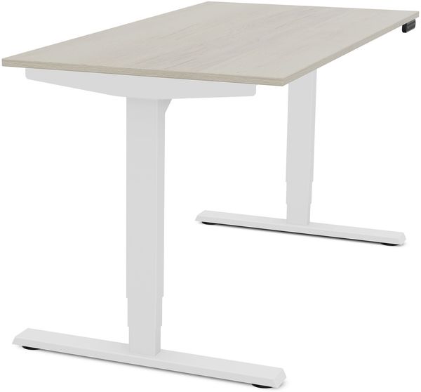 ASSMANN Elektrisch höhenverstellbarer Schreibtisch Y-Line 120x80cm Eiche Polar Signalweiß Metall Holz Melaminoberfläche Bild 10