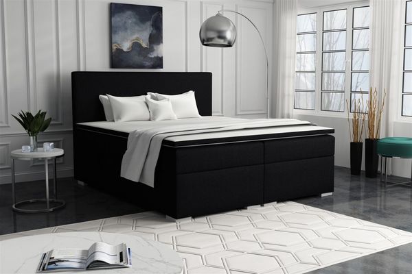Boxspringbett Schlafzimmerbett SOREL 160x200cm Stoff Inari Schwarz