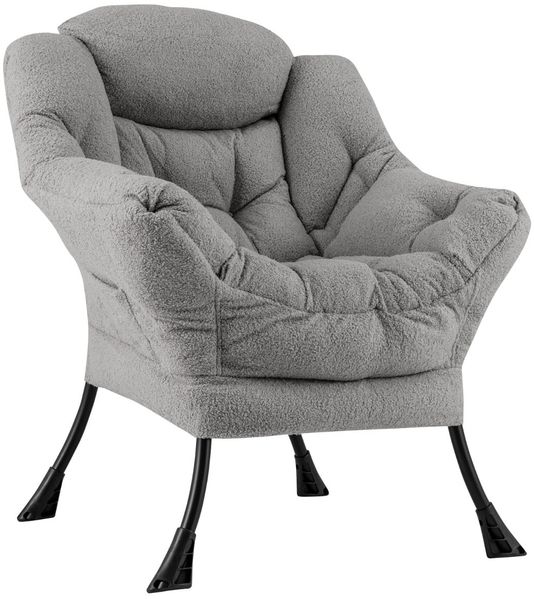 Sessel mit Armlehnen & Seitentasche & Fußstütze Relaxsessel Loungesessel Fernsehsessel Grau