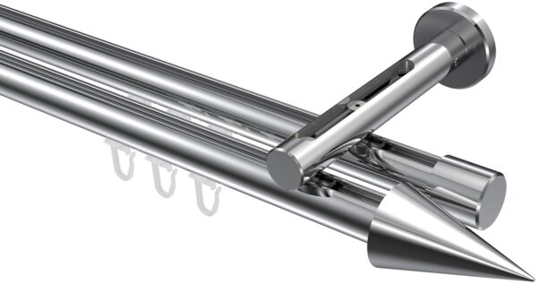 Innenlauf-Gardinenstangen-Set Siteno Savio 140 cm, 2-läufig, 20 mm Ø Chrom