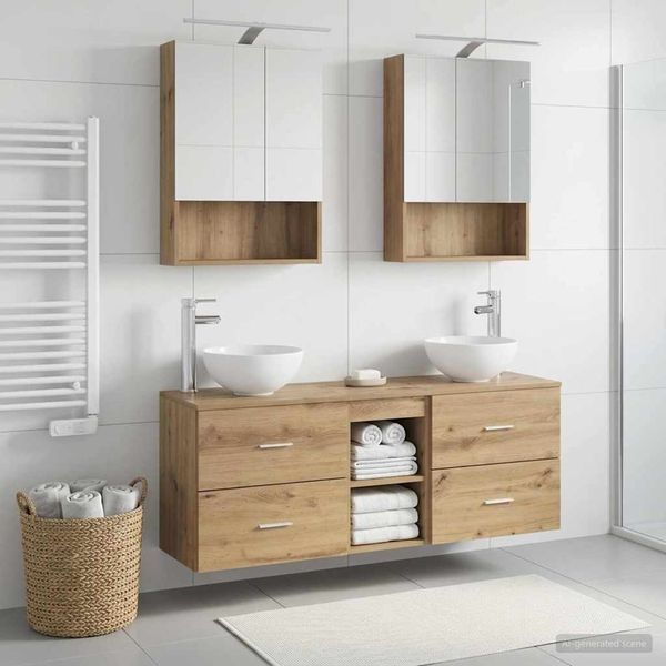 vidaXL Badezimmerschrank-Set 5 pcs Artisan-Eiche 50 x 14,5 x 70 cm 3406686