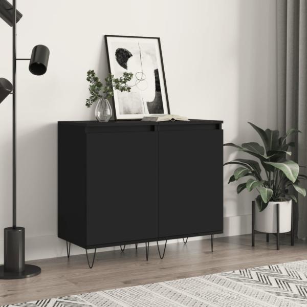 vidaXL Sideboards 2 Stk. Schwarz 40x35x70 cm Holzwerkstoff 831055