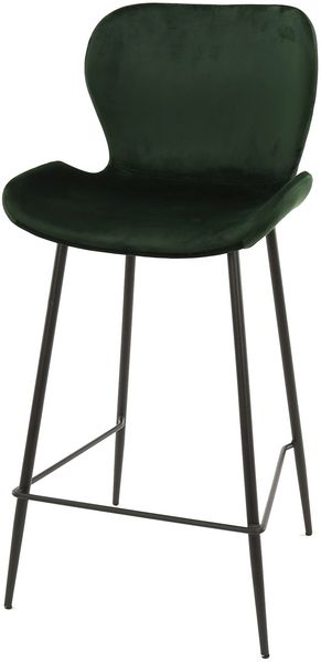 Barhocker Pipvel 4er-Set, Samtbezug mit Lehne, modern, dunkelgrün, Metallgestell
