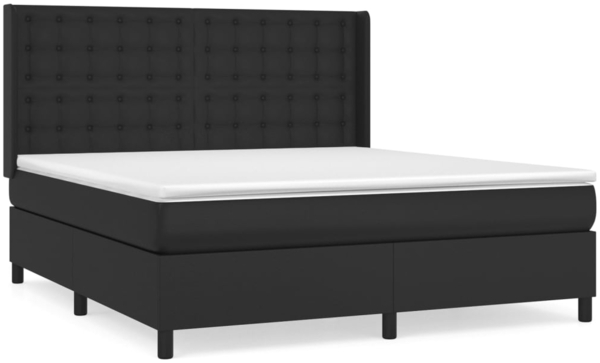 vidaXL Boxspringbett mit Matratze Schwarz 160x200 cm Kunstleder 3132507