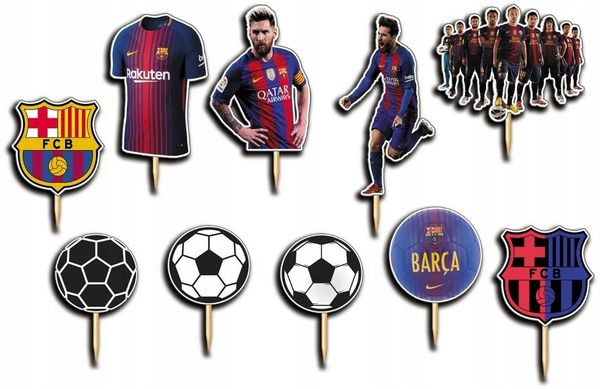 Festivalartikel Tortenstecker FC BARCELONA Topper Set 10 Stk Geburstag Torten Deko Kuchen Junge