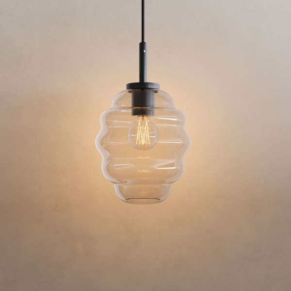 s.luce Echos Galerie-Pendelleuchte Aufhängung 500cm Schwarz Klar Ø 18cm