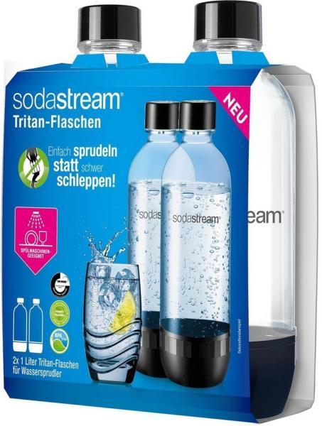 Sodastream spülmaschinengeeignete Flasche Kunststoff 1 L Classic DWS schwarz 2 Stück