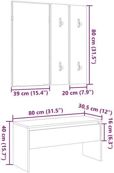vidaXL Garderoben-Set Altholz-Optik Holzwerkstoff 857019 Bild 10