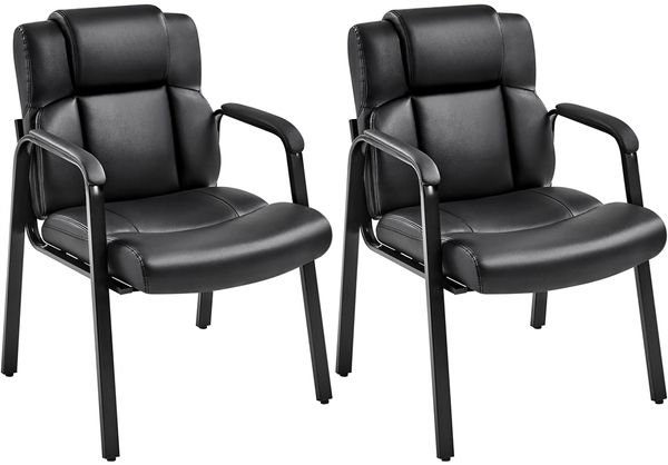 Yaheetech 2er Set Bürostühle, Kunstleder & Metallgestell, 64 x 68,5 x 91,5 cm, Schwarz