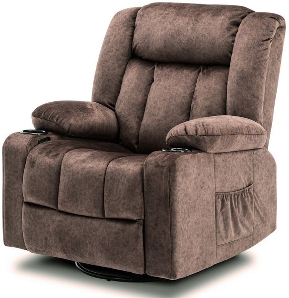 COMHOMA Relaxsessel TV-Sessel Fernsehsessel Ruhesessel mit Wippfunktion, 360° drehbar, Lounge Sessel für Wohnzimmer, Getränkehalter, Seitentaschen