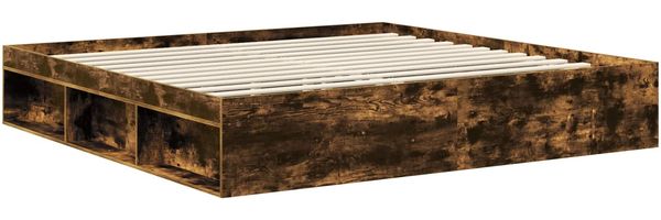vidaXL Bettrahmen Geräucherte Eiche 200 x 200 cm Massives Kiefernholz 3411379 Bild 5