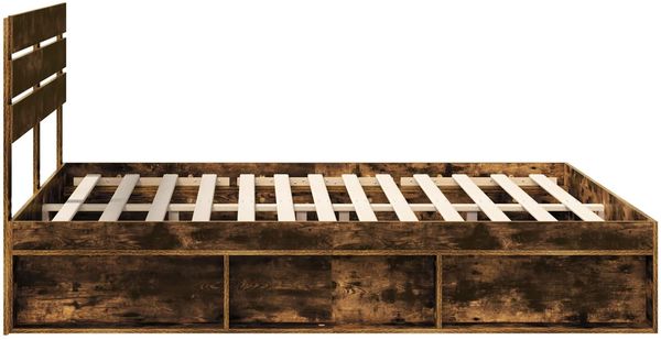 vidaXL Bettrahmen Geräucherte Eiche 200 x 200 cm Massives Kiefernholz 3411379 Bild 8