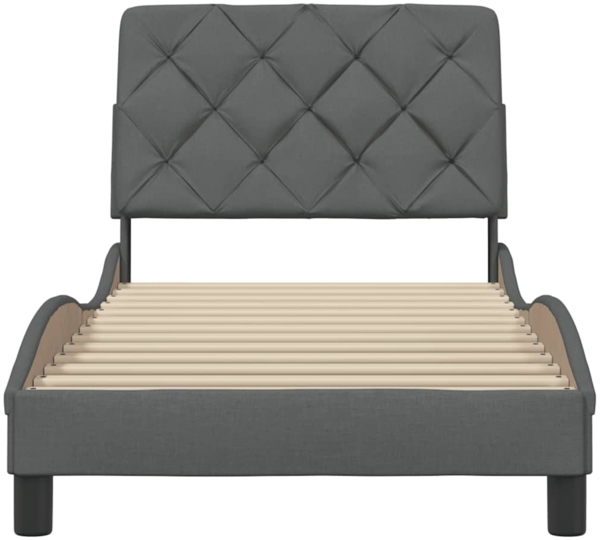vidaXL Bettgestell ohne Matratze Dunkelgrau 80x200 cm Stoff 3310560 Bild 4