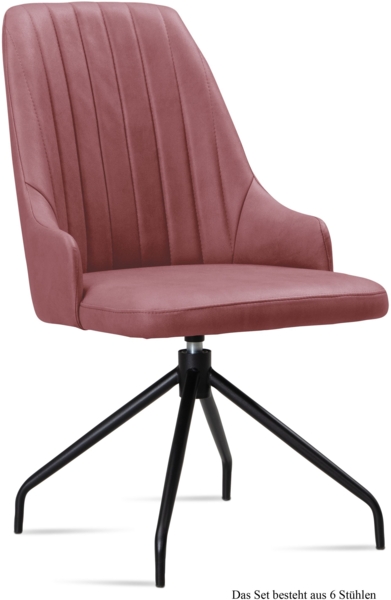Esszimmerstuhl drehbar (6er-Set) Doreen 52x91x60 Schwarz/Rosewood