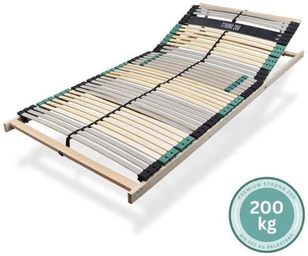 Extra stabiler Premium Lattenrost 100x200, bis 200Kg belastbar, Kopfteil verstellbar, 42 Latten, 7 Zonen Lattenrost aus Buche, Made in Germany