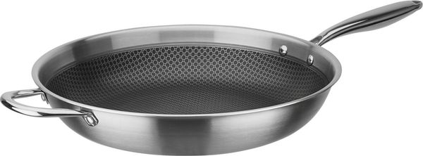 GSW 868549 Inoxxa Black, Bratpfanne mit Gegengriff und Wabenstruktur - ⌀36 cm