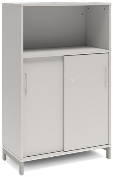 Büroschrank DNA 800x1275 mm hellgrau/Alugrau Schiebetür 3A4
