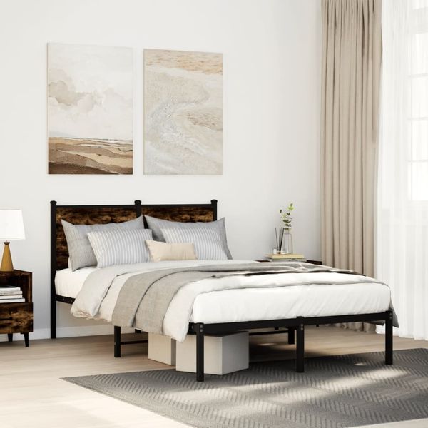 vidaXL Metallbett ohne Matratze Räuchereiche 120x200 cm 4007665