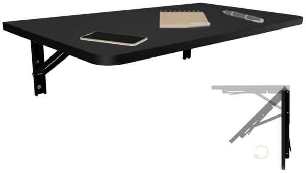 KDR Produktgestaltung Klapptisch 70x40 Wandklapptisch Esstisch Küchentisch Schreibtisch Wand Tisch, Schwarz