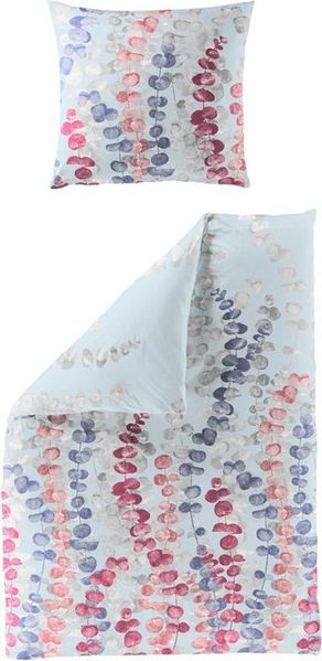 Bierbaum Mako-Satin Bettwäsche Blätter Ranken pastel hellblau 155x220 cm 3975-90 Bild 4