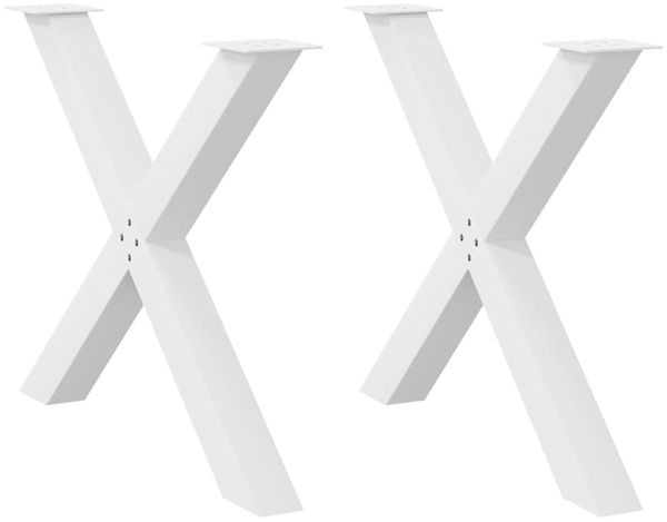 vidaXL Esstischbeine X-Form 2 Stk. Weiß 90x(72-73) cm Stahl 4012985