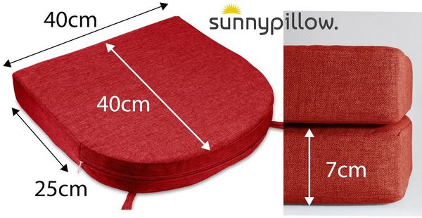 sunnypillow Stuhlkissen 2er Set Stuhlkissen 40 x 40 cm, zylindrische Form, "HAVANA", Rot