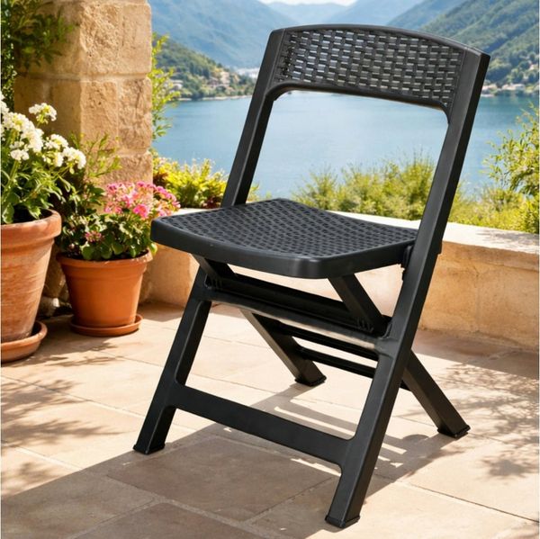 Progarden Klappstuhl Balkonstuhl Terrassenstuhl Anthrazit Kunststoff 76x48x47cm (Stück, 1 St), UV-Beständig, Robust, Wetterfest, Made in Italy, Hochwertig
