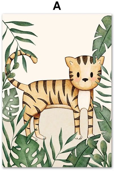 Poster Kinderzimmer Dschungel Tiere Abenteuer · Kinderzimmer Bilder · Wand Deko · Kunst Druck · Deko Print · ohne Rahmen - A / 13x18 cm