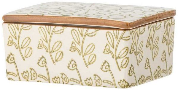 Bloomingville Butterdose Bloomingville Butterdose MAPLE Weiß Grün Keramik mit Deckel