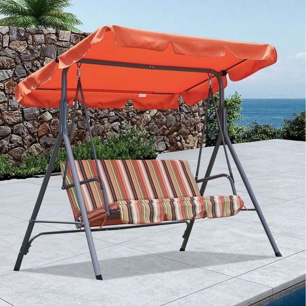 Angel Living Hollywoodschaukel 3-Sitzer Hollywoodschaukel Gartenschaukel mit neigbarem Sonnendach, 3-Sitzer, Aluminium Schaukelbank mit wetterfesten Polstern