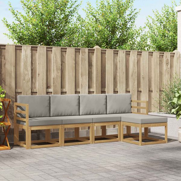 vidaXL Outdoor-Sofagarnitur 5 pcs Weiß und Hellgrau 3387475