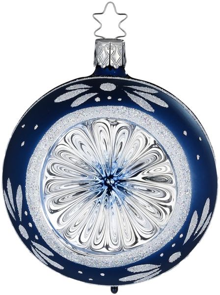Reflex Christbaumkugel Blütenglanz Mitternachtsblau Ø 8cm Inge-Glas Christbaumschmuck