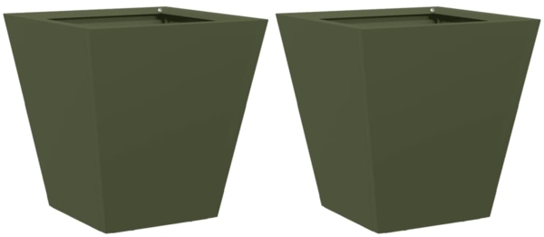 vidaXL Pflanzkübel 2 Stk. Olivgrün 30x30x30 Stahl 851045