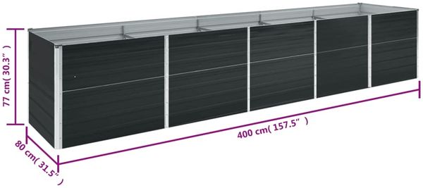 vidaXL Garten-Hochbeet Verzinkter Stahl 400x80x77 cm Anthrazit 47063 Bild 7