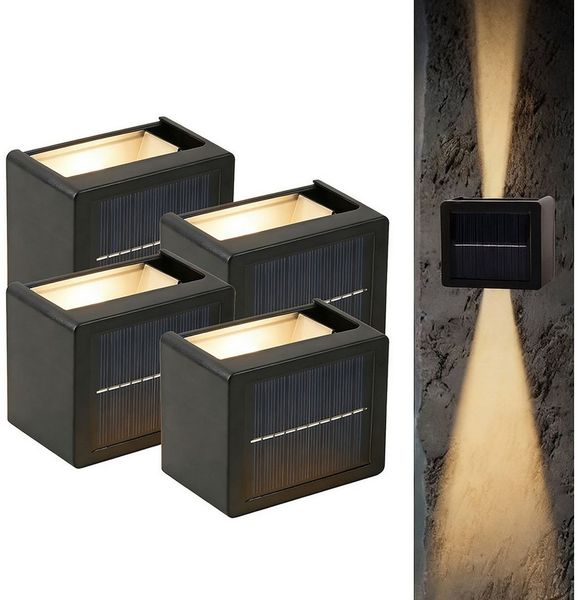 shop'n smile ideoon LED Außen-Wandleuchte Solarleuchten Outdoor mit Akku&Sensor IP44 Deko Strahler 12 LEDs, 12 LEDs pro Leuchte, Leuchtdauer 10 St. Dämmerungssensor Warm-&Kaltweiß 12 LEDs pro Leuchte
