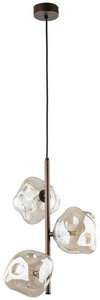 Licht-Erlebnisse Pendelleuchte UMERA, ohne Leuchtmittel, Metall Rauchglas G9 29 cm breit H: max. 90 cm Braun Cognac 3-flammig